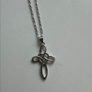 Elegant Silver Cross Pendant Necklace